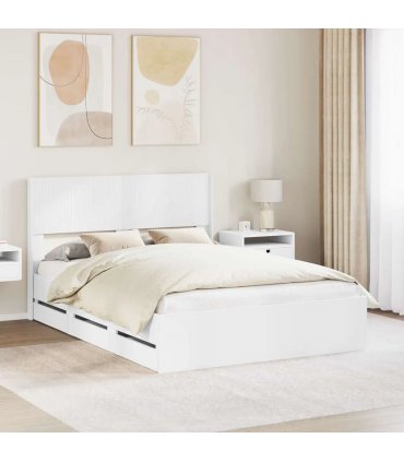vidaXL Bed Frame with Storage and Headboard White 160 x 200 cm — V0672245738