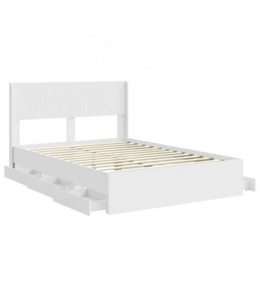 vidaXL Bed Frame with Storage and Headboard White 160 x 200 cm — V0672245738