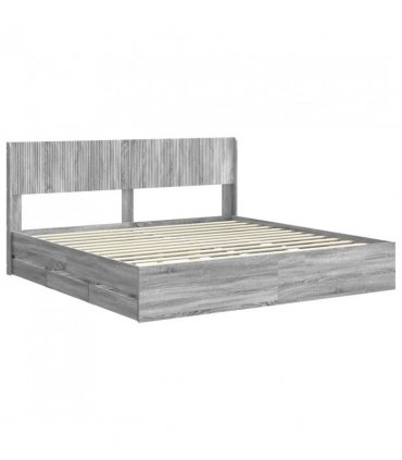 vidaXL Bed Frame with Storage and Headboard Grey Sonoma 180 x 200 cm — V0672245745