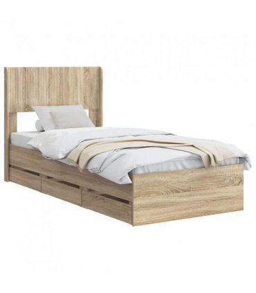 vidaXL Bed Frame with Storage and Headboard Sonoma Oak 75 x 190 cm — V0672245747