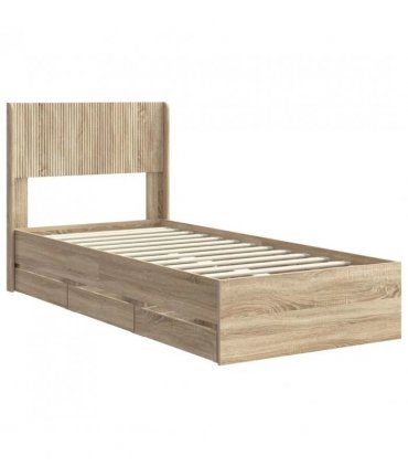 vidaXL Bed Frame with Storage and Headboard Sonoma Oak 75 x 190 cm — V0672245747