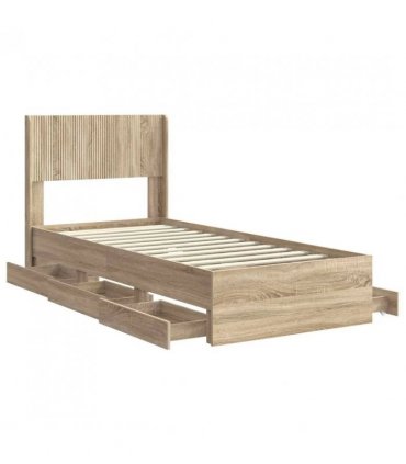 vidaXL Bed Frame with Storage and Headboard Sonoma Oak 75 x 190 cm — V0672245747