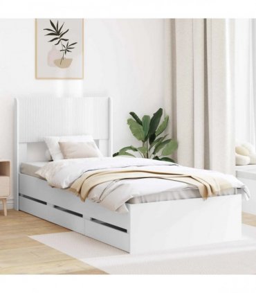 vidaXL Bed Frame with Storage and Headboard White 75 x 190 cm — V0672245749