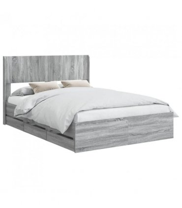 vidaXL Bed Frame with Storage and Headboard Grey Sonoma 160 x 200 cm — V0672245750