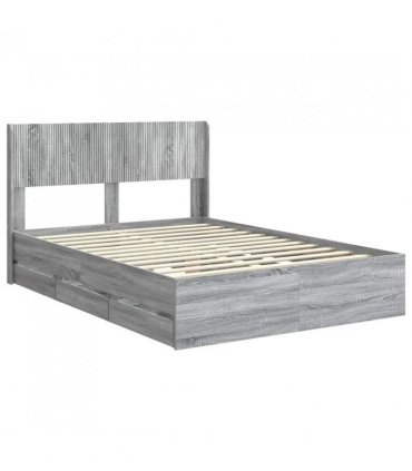 vidaXL Bed Frame with Storage and Headboard Grey Sonoma 160 x 200 cm — V0672245750