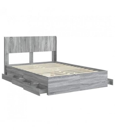 vidaXL Bed Frame with Storage and Headboard Grey Sonoma 160 x 200 cm — V0672245750
