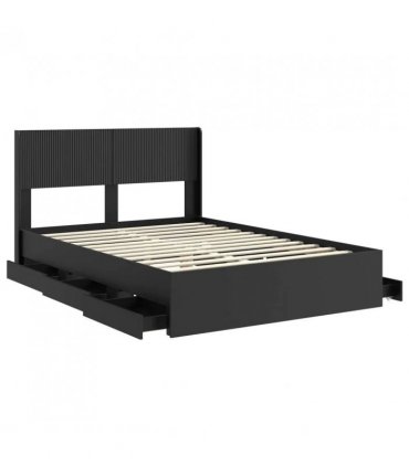 vidaXL Bed Frame with Storage and Headboard Black 160 x 200 cm — V0672245751