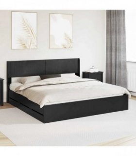 vidaXL Bed Frame with Storage and Headboard Black 200 x 200 cm