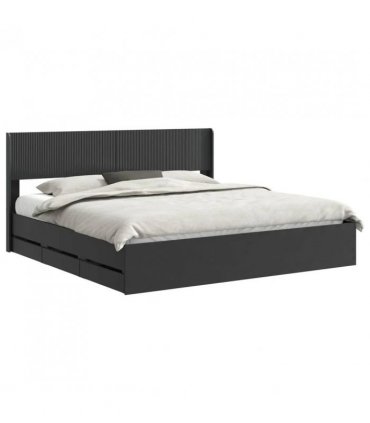 vidaXL Bed Frame with Storage and Headboard Black 200 x 200 cm