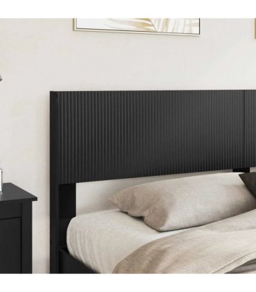 vidaXL Bed Frame with Storage and Headboard Black 200 x 200 cm