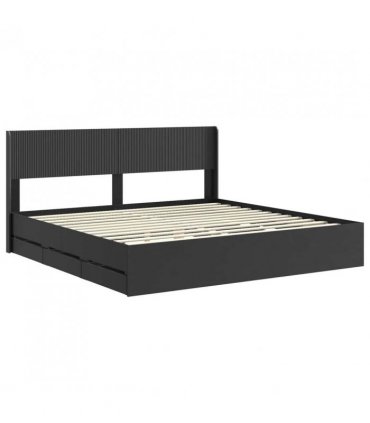 vidaXL Bed Frame with Storage and Headboard Black 200 x 200 cm