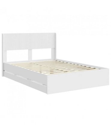 vidaXL Bed Frame with Storage and Headboard White 150 x 200 cm — V0672245782