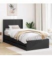 vidaXL Bed Frame with Storage and Headboard Black 90 x 200 cm — V0672245784