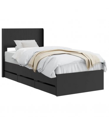 vidaXL Bed Frame with Storage and Headboard Black 90 x 200 cm — V0672245784