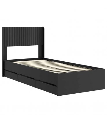 vidaXL Bed Frame with Storage and Headboard Black 90 x 200 cm — V0672245784