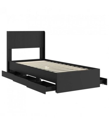 vidaXL Bed Frame with Storage and Headboard Black 90 x 200 cm — V0672245784