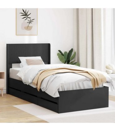 vidaXL Bed Frame with Storage and Headboard Black 100 x 200 cm — V0672245793