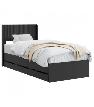 vidaXL Bed Frame with Storage and Headboard Black 100 x 200 cm — V0672245793