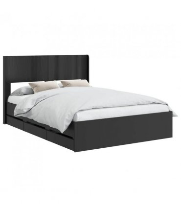 vidaXL Bed Frame with Storage and Headboard Black 150 x 200 cm