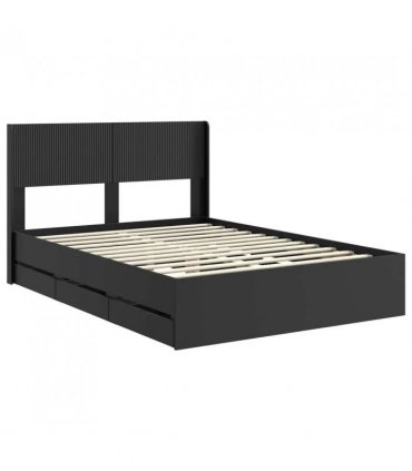 vidaXL Bed Frame with Storage and Headboard Black 150 x 200 cm