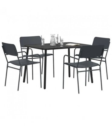 vidaXL Dining Set 5 pcs Anthracite Steel — Size: 110 x 80 x 71 cm