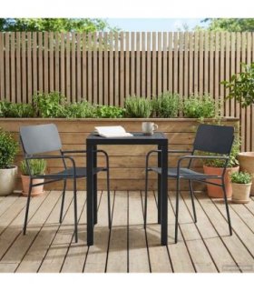 vidaXL Outdoor Furniture Set 3 pcs Anthracite Steel — Size: 50 x 50 x 72 cm