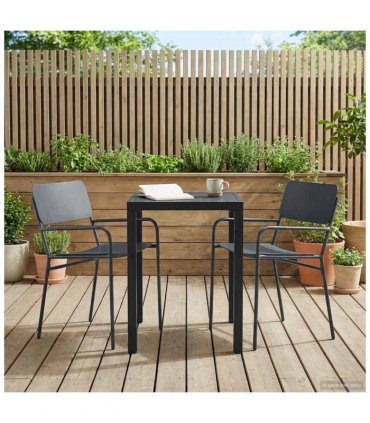 vidaXL Outdoor Furniture Set 3 pcs Anthracite Steel — Size: 50 x 50 x 72 cm