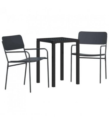 vidaXL Outdoor Furniture Set 3 pcs Anthracite Steel — Size: 50 x 50 x 72 cm