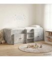 vidaXL Loft Bed Frame with Cabinet 3 pcs Concrete Grey Engineered Wood