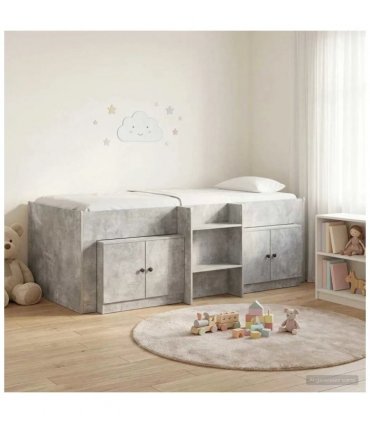 vidaXL Loft Bed Frame with Cabinet 3 pcs Concrete Grey Engineered Wood