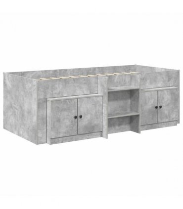 vidaXL Loft Bed Frame with Cabinet 3 pcs Concrete Grey Engineered Wood