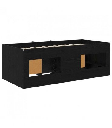 vidaXL Loft Bed Frame with Cabinet 3 pcs Black Engineered Wood