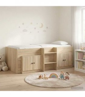 vidaXL Loft Bed Frame with Cabinet 3 pcs Sonoma Oak Engineered Wood
