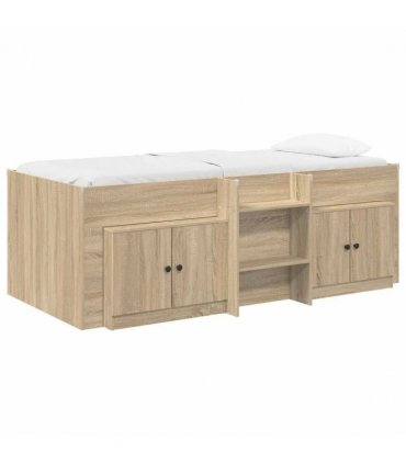 vidaXL Loft Bed Frame with Cabinet 3 pcs Sonoma Oak Engineered Wood