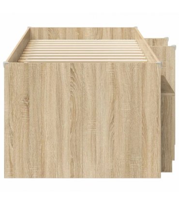 vidaXL Loft Bed Frame with Cabinet 3 pcs Sonoma Oak Engineered Wood