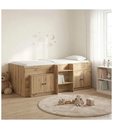 vidaXL Loft Bed Frame with Cabinet 3 pcs Artisan Oak Engineered Wood