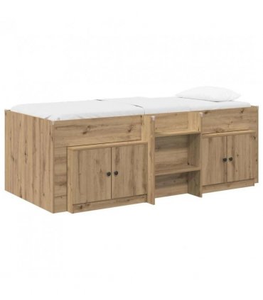 vidaXL Loft Bed Frame with Cabinet 3 pcs Artisan Oak Engineered Wood