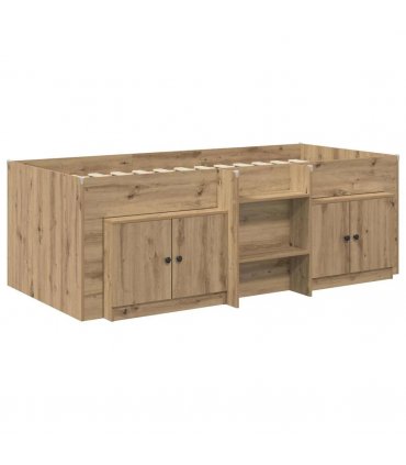 vidaXL Loft Bed Frame with Cabinet 3 pcs Artisan Oak Engineered Wood