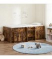 vidaXL Loft Bed Frame with Cabinet 3 pcs Smoked Oak Engineered Wood