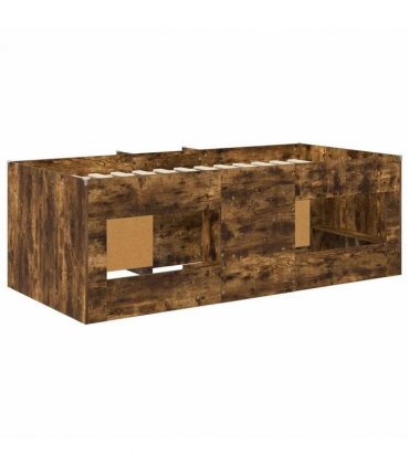 vidaXL Loft Bed Frame with Cabinet 3 pcs Smoked Oak Engineered Wood