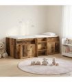 vidaXL Loft Bed Frame with Cabinet 3 pcs Old Wood Engineered Wood
