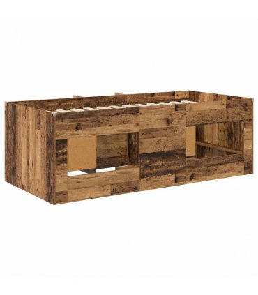 vidaXL Loft Bed Frame with Cabinet 3 pcs Old Wood Engineered Wood