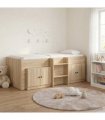 vidaXL Loft Bed Frame with Cabinet 3 pcs Sonoma Oak Engineered Wood — V0672245899