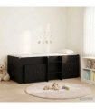 vidaXL Loft Bed Frame with Cabinet 3 pcs Black Engineered Wood — V0672245901