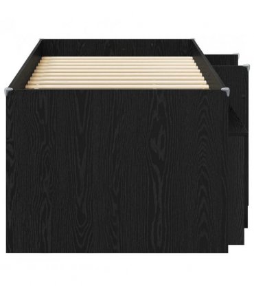 vidaXL Loft Bed Frame with Cabinet 3 pcs Black Engineered Wood — V0672245901
