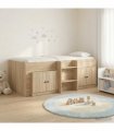 vidaXL Loft Bed Frame with Cabinet 3 pcs Sonoma Oak Engineered Wood — V0672245902