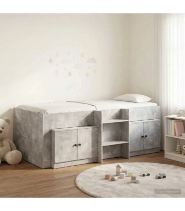 vidaXL Loft Bed Frame with Cabinet 3 pcs Concrete Grey Engineered Wood — V0672245904