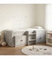 vidaXL Loft Bed Frame with Cabinet 3 pcs Concrete Grey Engineered Wood — V0672245904