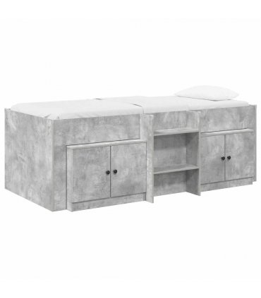 vidaXL Loft Bed Frame with Cabinet 3 pcs Concrete Grey Engineered Wood — V0672245904