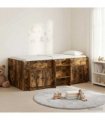 vidaXL Loft Bed Frame with Cabinet 3 pcs Smoked Oak Engineered Wood — V0672245906